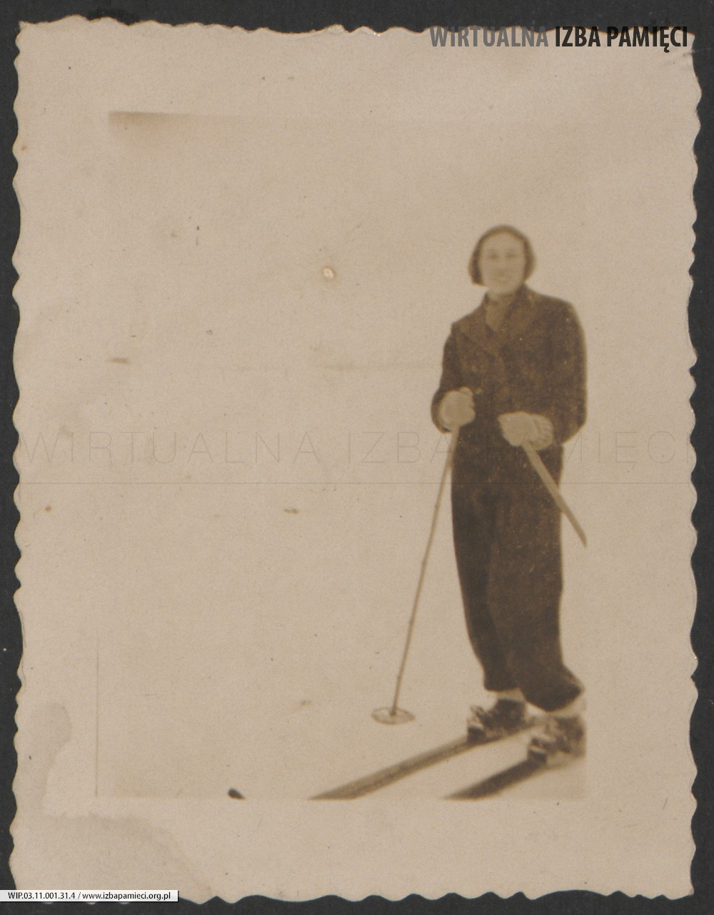 1934. Lubaczów. Maria Kruszyńska na nartach.