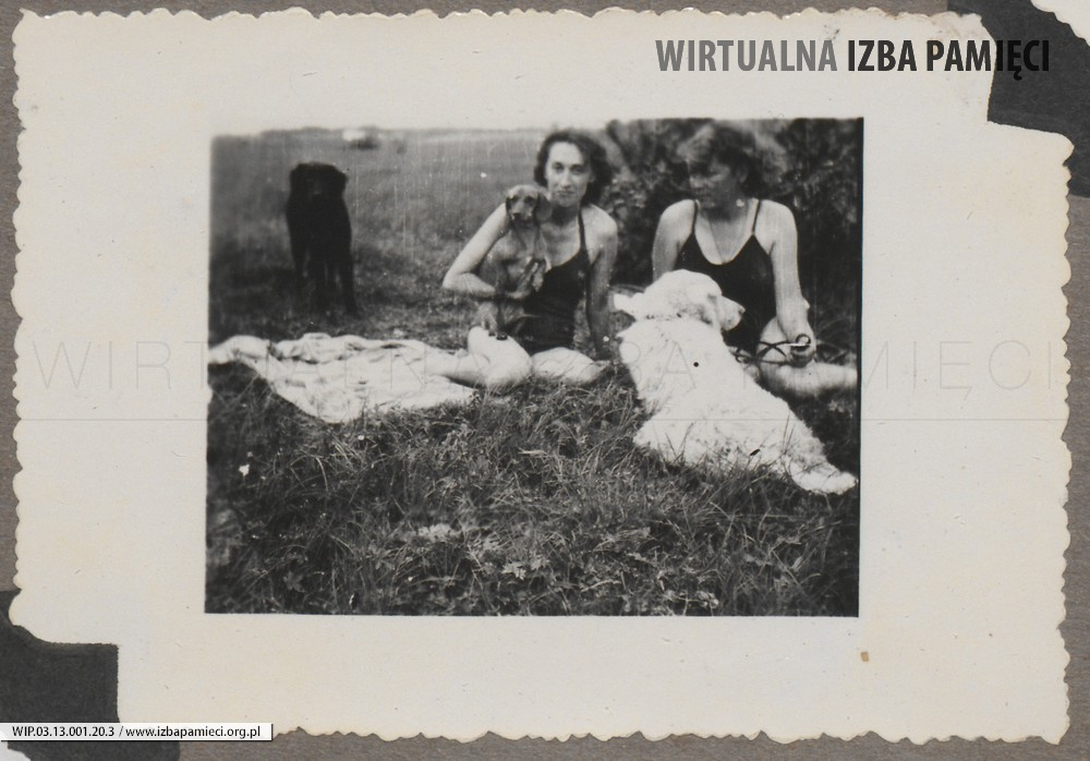 Lata 50. XX w. Lubaczów. Maria Gutowska (z lewej) i Alicja Leszczyńska z psami.