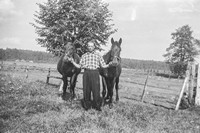 Lata 50. XX wieku. Józef Buniowski z Mołodycza z parą ulubionych koni