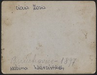 Rewers. 1897. Brzuchowice. Napis: Zosia. Rodzina Wiercińskich. Brzuchowice 1897.