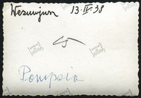 Rewers. 13.IV.1938. Pompeje. Widok na Wezuwiusza z Pompejów.