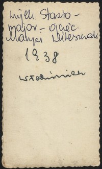 Rewers. Napis: wujek Stasio - major - ojciec Marysi Witeszczak. 1938 Włodzimierz.