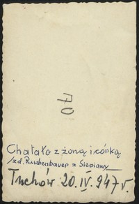 Rewers.1947. Tuchów. Anatol Chatało z żoną Marią z Ruebenbauerów – Chatało i córką Krystyną Chatało.